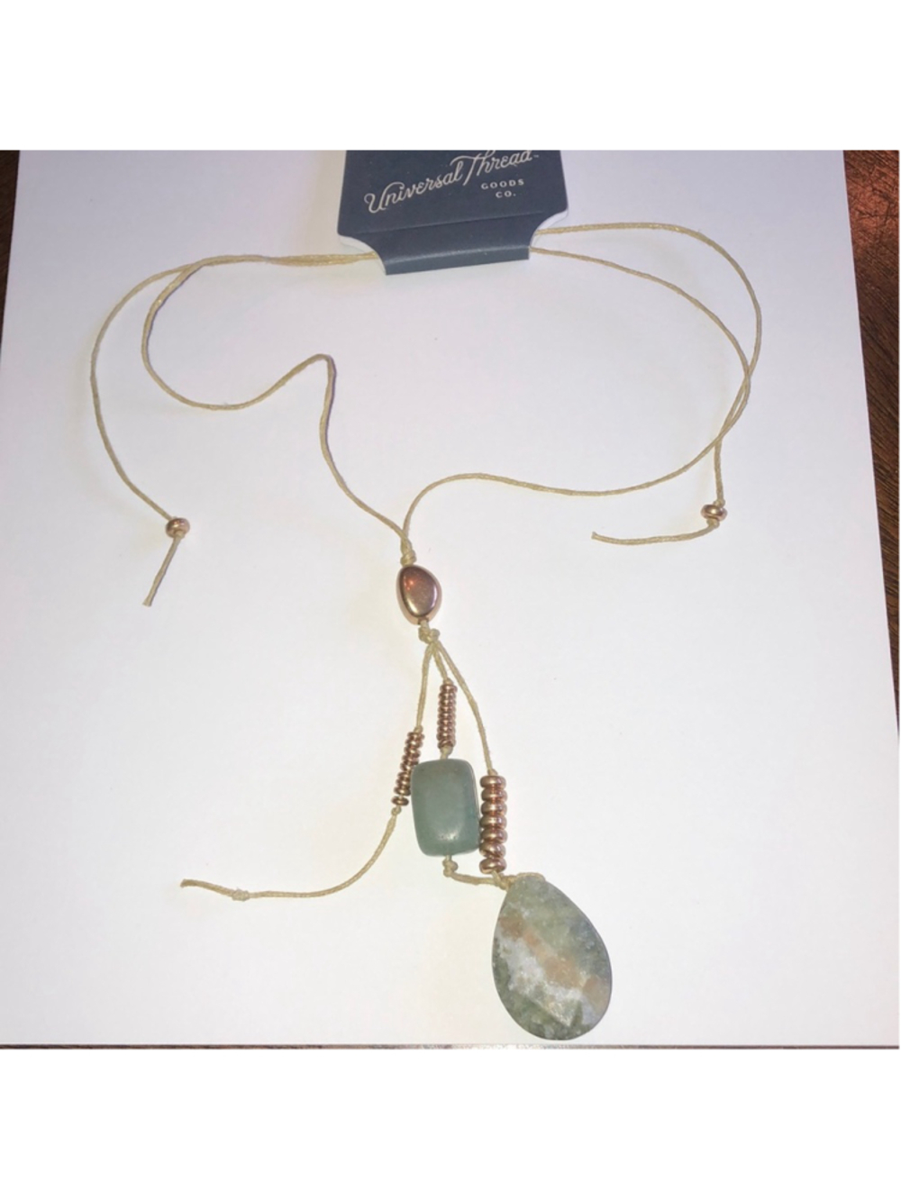 Universal Thread Boho Y Drop Semi Precious Green Stones Necklace
